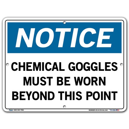 Vestil Aluminum Sign, 9-1/2" Height, 12-1/2" Width, Aluminum, Rectangle, English SI-N-55-B-AL-040